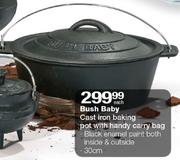 Bush Baby Cast Iron Baking Pot With Handy Carry Bag-Each