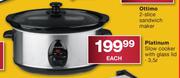 Platinum 3.5L Slow  Cooker With Glass Lid