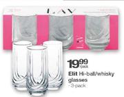 Elit 3 Pack Hi Ball/Whisky Glasses-Per Pack