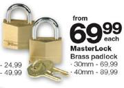 Masterlock Brass Padlock 40mm