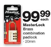 Masterlock Brass Combination Padlock-20mm
