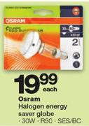 Osram 30W Halogen Energy Saver Globe R50 SES/BC
