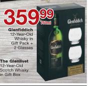 Glenfiddich 12-Year-Old Whisky in Gift Pack-750ml + 2 Glasses