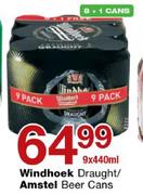 Windhoek Draught/Amstel Beer Cans-9 x 440ml