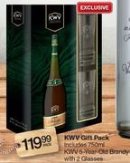 KWV 5 Year Lod Brandy With 2 Glasses-750ml Pack