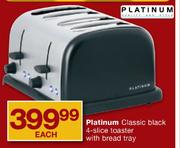 Platinum Classic Black 4-Slice Toaster With Bread Tray-Each