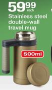 Stainless Steel Double-Wall Travel Mug-Each