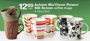 Autumn Mix/Clover Flower/Silk Screen Coffee Mugs-Each