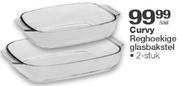 Curvy 2 Stuk Reghoekige Glasbakstel-Per Stel