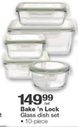 Bake'n Lock 10 Piece Glass Dish Set-Per Set