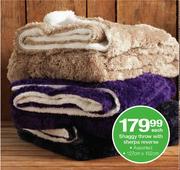 Shaggy Throw With Sherpa Reverse 127cmx152cm-Each