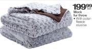 Mock Fur Throw With Polar-Fleece Reverse-Each