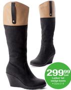 Ladies Tall Wedge Boots Sizes 3-8-Per Pair