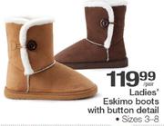 Ladies Eskimo Boots With Button Detail Sizes 3-8-Per Pair