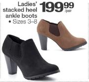 Ladies Stacked Heel Ankle Boots Size 3-8-Per Pair