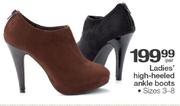 Ladies High-Heeled Ankle Boots Sizes 3-8-Per Pair