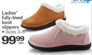 Ladies Fully-Lined Boot Slippers Size 3-8-Per Pair