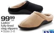 Ladies Fully-Lined Clog Slippers Size 3-8-Per Pair
