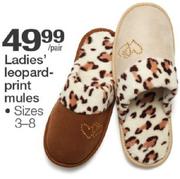 Ladies Leopard-Print Mules Size 3-8-Per Pair