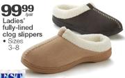 Ladies Fully-Lined Wool Slippers Size 3-8-Per Pair