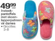 Insteekpantoffels Met Skoenlapperpatroon Vir Dames Groottes 3-8-Per Pair