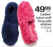 Ladies Super-Soft Long-Pile Stokies Size 3-8-Per Pair
