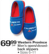 Western Province Men's Open/Closed-Back Slippers Size 6-11-Per Pair