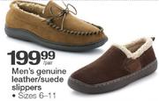 Men's Genuine Leather/Suede Slippers Size 6-11-Per Pair