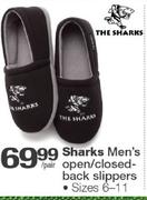 Sharks Men's Open/Closed-Back Slippers Size 6-11-Per Pair