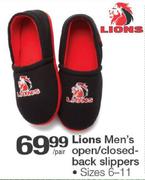 Lions Men's Open/Closed-Back Slippers Size 6-11-Per Pair