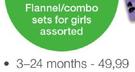 Flannel/Combo Sets For Girls Assorted(3-24 Months)-Per Set