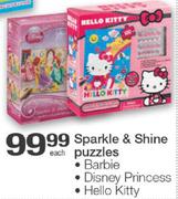 Sparkle & Shine Puzzles Barbie Disney Princess Hello Kitty-Each