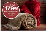 Plain Furpile Blankets Soft & Warm Assorted-Each