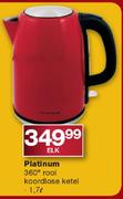Platinum 360 Degree Rooi Koordlose Ketel-1.7ltr Each
