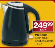 Platinum 360 Degree Black Cordless Kettle-1.7ltr Each