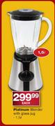 Platinum-Blender With Glass Jug-1.5ltr Each