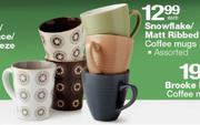 Snowflake/Matt Ribbed Coffee Mugs Assorted Each