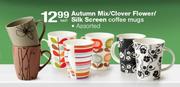 Autumn Mix/Clover Flower/Silk Screen Coffee Mugs Assorted Each