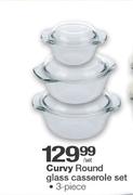 Curvy 3-Piece Round Glass Casserole Set