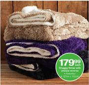 Shaggy Throw With Sherpa Reverse Assorted-127cm x 152cm Each