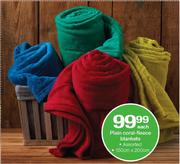 Plain Coral-Fleece Blankets Assorted-150cm x 200cm Each