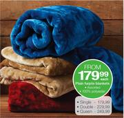 Plain Furpile Single Blankets 100% Polyester Assorted-Each