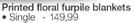 Printed Floral Furpile Single Blankets-Each
