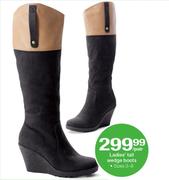 Ladies' Tall Wedge Boots Sizes 3 - 8 Per Pair