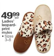 Ladies Leopard-Print Mules-Per Pair