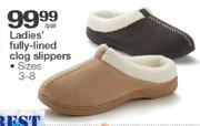 Everest Ladies Fully-Lined Clog Slippers-Per Pair Sizes 3-8