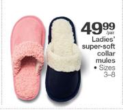 Ladies Super-Soft Collar Mules-Per Pair