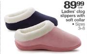 Ladies Clog Slippers With Soft Collar-Per Pair