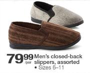 Men's Closed-Back Slippers Assorted-Per Pair