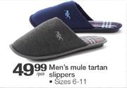 Men's Mule Tartan Slippers-Per Pair